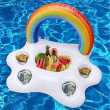 Летнее праздничное ведро, Радужный держатель для чашки в форме облака, надувной поплавок для бассейна, охладитель пива, настольное поднос для бара, Пляжное кольцо для плавания, игрушки для бассейна 2024 - купить недорого