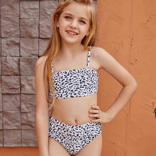 Leopard Two Piece Bikinis Children Printing Swimwear 5~10 Years Teens Girls Summer Beach Bathing Suits Lively Bodysuits 2024 - buy cheap