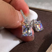 Vecalon 2019 Female Dangle earring AAAAA Cz Real 925 Sterling silver Party wedding Drop Earrings for women Statement Jewelry 2024 - buy cheap