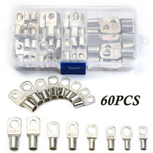 60PCS Tinned Copper SC Bare Terminals Lug Ring Seal Wire Connectors Bare Wire Cable Crimped/Soldered Terminal Kit 2024 - buy cheap