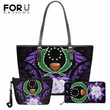 Forudesigns pohnpei polinésia roxo tribal 3d impressão 3 em 1 bolsa para mulheres designer de luxo bolsa ombro bolsa wilth conjunto 2024 - compre barato
