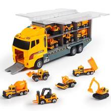 Большой грузовик игрушечный 6 шт. мини литая модель автомобиля из сплава масштаб 1:64 игрушечные транспортные средства Перевозчик грузовик Инженерная машина игрушки для детей мальчиков 2024 - купить недорого
