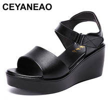 CEYANEAO 2020 summer women wedge sandals 6cm medium heel comfortable platform sandals black red white 2024 - buy cheap