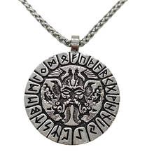 Amuleto de Odín con colgante de runas vikingas para hombre, joyería de Talismán, cuervo y Lobo, collar con símbolo de Valknut grabado en la espalda 2024 - compra barato