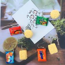 Funny Personality Instant Noodles Food Earrings for Women Girls Cute Handmade Simulation Resin Noodles Earrings Fun Instant Nood 2024 - buy cheap