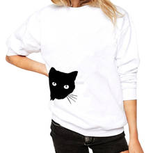 Black Cat Tshirt Women Graphic Printing Long Sleeve Shirts Top Ladies O Neck Warm Basic Tee Shirt Camiseta Mujer Women T-shirt 2024 - buy cheap