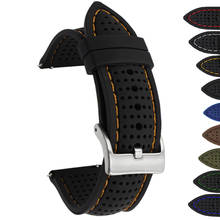 Beafiry pulseira de relógio de silicone macio, pulseira de borracha de 18mm 20mm 22mm 24mm, pulseira de relógio de liberação rápida preta azul marrom laranja à prova d'água 2024 - compre barato