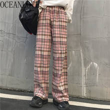 OCEANLOVE Harajuku Plaid Autumn Thin Loose Pants Women Pink Full Length Trousers Streetwear BF Style Pantalones Mujer 12760 2024 - buy cheap