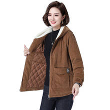 2020 New Women Corduroy Jacket Women's Winter Fleece Coat Big Size Thicken Plus Velvet Windbreaker Autumn Hooded Jacket A452 2024 - buy cheap