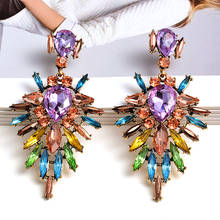 High-grade Colorful Crystal Earrings Statement Rhinestone Long Drop Earrings Fashion Jewelry Accessories For Women Wholesale 2024 - buy cheap