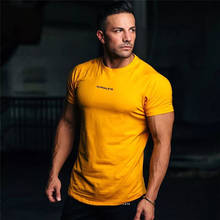 Gym cotton T-shirt men exercise tight short sleeve T-shirt male bodybuilding T-shirt coat casual wear in summer 2024 - buy cheap