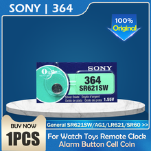 Аккумулятор для часов Sony 364, 1 шт./лот, 100% оригинал, 1,55 в, с оксидом серебра, 364 SR621SW, V364, SR60, SR621, AG1, с кнопочной монетницей, сделано в Японии 2024 - купить недорого