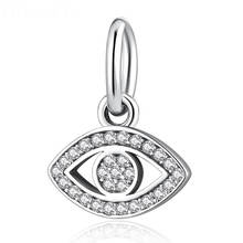 Authentic S925 Silver  Symbol Of Insight With Crystal Eye Pendant Charm fit Lady Bracelet Bangle For Women DIY Jewelry 2024 - buy cheap