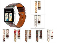 Correa de cuero estampada para Apple Watch 6, 5, 4, 3, 2, 1 SE, Correa clásica Retro Para iWatch de 44mm, 40mm, 42mm y 38mm 2024 - compra barato