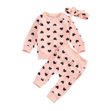 0-24M Newborn Baby  Set Heart Printing Round Neck Long Sleeve Trousers Kids Pocket Pants for Toddler 2024 - buy cheap