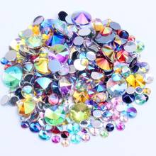 4 5 6 10 mm 500-1000 piezas de diamantes de imitación de brillo de colores piedras de superficie de cristal pegamento acrílico en cuentas decoración de uñas 2024 - compra barato