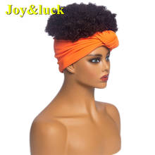 Joy&luck Fluffy Turban Wig Wrap and Wig Linked Headband Wigs Culry Synthetic Orange Wrap Wig 2024 - buy cheap