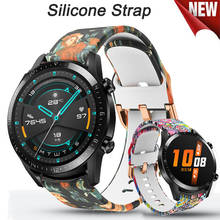 Pulseira de silicone para huawei watch gt 2, pulseira de substituição impressa 22mm 20mm 2024 - compre barato