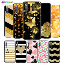 Capa preta com glitter dourado amarelo, capinha de celular com glitter dourado brilhante para xiaomi mi poco m2 note 10 9 8 pro play mix 3 f1 lite 5g 2024 - compre barato