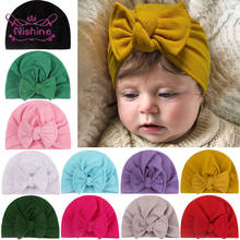 Nishine Cotton Newborn Baby Girls Hats Solid Color Bowknot Turban Beanie Infant Cap Children Bonnet Birthday Gifts Photo Props 2024 - buy cheap