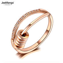 JeeMango Titanium Stainless Steel Mosaic Rhinestone Geometry Circle Rings Rose Gold CZ Crystal Wedding Ring For Women JR20039 2024 - buy cheap