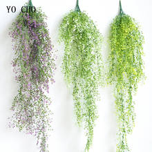 YO CHO 80 см искусственная Цветочная лоза, растение из искусственного ротанга, подвесная стена, трава, зеленое плющ, веревка, висячая лоза, домашний Свадебный декор 2024 - купить недорого