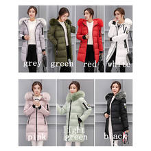 Abrigo largo de algodón con capucha para Mujer, parka de talla grande, abrigo con Cuello de piel, moda de invierno, A1297 2024 - compra barato