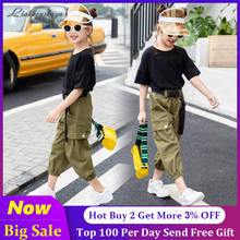 Summer Set For Girls T-Shirt+Cool Trousers Pocket Pants 2PCS Cotton Costume For Girls Teenage Kids Clothes 6 8 10 12 13 14 Year 2024 - buy cheap