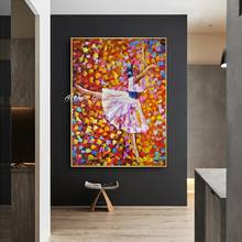 Abstrato moderno ballet dançarino imagem para sala de estar decoração casa pintados à mão paleta faca pintura a óleo na lona arte da parede presente 2024 - compre barato