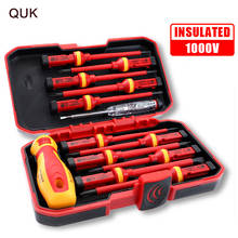 QUK-Juego de destornilladores aislados, herramientas de reparación de electricista de alto voltaje, ranurado magnético Phillips Torx, 13 unidades 2024 - compra barato