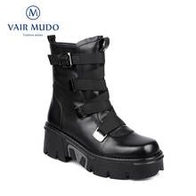 VAIR MUDO Ankle Boots Shoes Women Waterproof Platform Thick Bottom Black Cross-tied Genuine Leather Basic Female Autumn ShoeDX80 2024 - buy cheap