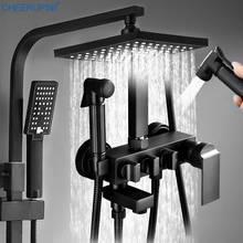 Bathroom Shower Set Hand Hold Bidet Sprayer Shower System High-pressure Wall Mount Black Thermostatic Bath Faucet Rain Fall Taps 2024 - buy cheap