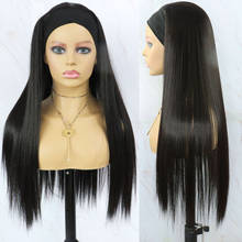 Long Silky Straight Synthetic Black Wigs For Black Women Girls Futura Hair Headband Wigs Heat Resistant Synthetic Hair Wigs 2024 - buy cheap