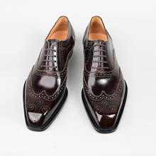 Saint shan sapatos de couro masculinos, sapatos de couro de vaca estilo oxford com ponta de pato 2024 - compre barato