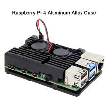 Capa raspberry pi 4 b com ventilador duplo, estojo de liga de alumínio com refrigeração passiva compatível com raspberry pi 4 modelo b somente 2024 - compre barato