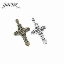 YuenZ 10pcs Antique silver color Charms cross Plated Pendants  Jewelry Making DIY Handmade Craft 38*21mm T47 2024 - buy cheap