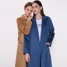 2019 Autumn and Winter new style  woolen overcoat water ripple double-sided cashmere clothes lady lengthened tie waist jacket 2024 - buy cheap