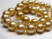 huge 18"13-16mm freshwater genuine gold perfect round pearl necklace 925silver 2024 - compre barato