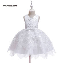 Vestido de princesa para niñas de 0 a 5 años, 6 colores, encaje, flores, sin mangas, hasta la rodilla, tutú, trajes de fiesta 2024 - compra barato