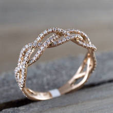 Новинка, модное женское обручальное кольцо из розового золота с кристаллами, роскошное обручальное кольцо с кубическим цирконием 2024 - купить недорого