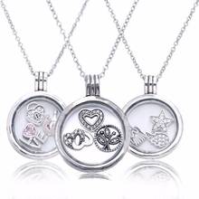 9 Types Medium Size Signature Round Pendant Necklaces for Women 925 Sterling Silver Chain Necklaces Jewelry Glass Open Locket 2024 - buy cheap