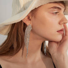 Brincos brilhantes de strass, joias pendentes para mulheres casamento 2024 - compre barato