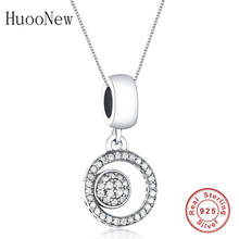 Huoonew 925 Sterling Silver Round Circle Clear Zirconia Crystal Stone Collar Necklaces & Pendants Women Choker Jewelry Trinket 2024 - buy cheap