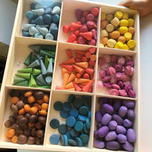 DIY Children Wooden Rainbow Blocks Loose Parts Toy Mushrooms Honeycomb Droplets Tree cones Mini Cones Building Blocks 2024 - buy cheap