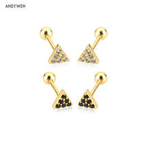 ANDYWEN 925 Sterling Silver Gold Triangle Tiny Mini Piercing Stud Earring Rock Punk Small Spring Summer Mini Party Jewelry 2024 - buy cheap