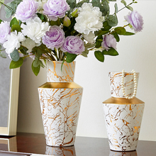 Jarrón de cerámica de estilo europeo para decoración del hogar, florero con patrón de mármol, moderno, minimalista, creativo, para habitación y oficina 2024 - compra barato