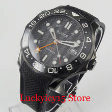 BLIGER PVD 41mm Self Winding Men Watch Sapphire Glass GMT Function Date Window Ceramic Bezel Rubber Strap 2024 - buy cheap