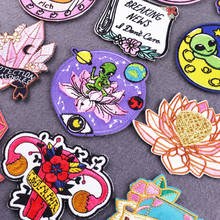 Alien Patch Iron On Patches On Clothes Stickers Lotus/Crystal Patch Iron On Embroidered Patches For Clothing DIY Cartoon Badges 2024 - buy cheap