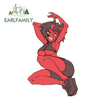 EARLFAMILY 13cm x 8cm for Red Devil Girl Car Stickers Car Accessories Vinyl Laptop Suitcase Decal Waterproof Creative Goods 2024 - buy cheap