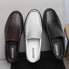Fashion Ostrich Texture Casual Leather Shoes Men Slip-On Comfortable Loafers Driving Men Shoes Plus Size 38-47 Zapatos De Hombre 2024 - buy cheap